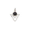 Drop 1pkg1, antiqued sterling silver and black onyx, 15.5x14mm open arrowhead image number 1