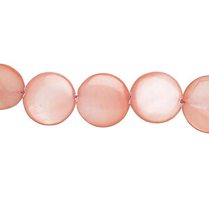 Mother-of-pearl shell 1pkg1, puffed flat round bead 15 inch dark pink 11-12mm
