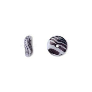 Bead, Czech pressed glass, opaque dark purple and white, 10x4mm rondelle. Sold per 15" to 16" strand.