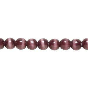 Bead, cat's eye glass (fiber optic glass), purple, 6mm round, quality grade. Sold per 15-1/2" to 16" strand.