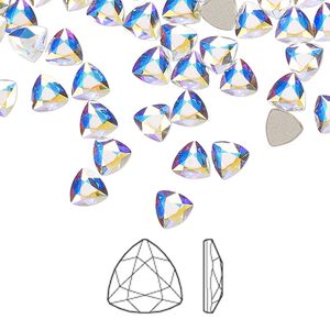 Flat back 288pk crystal AB foil back, Swarovski&reg; 5mm trilliant 2472