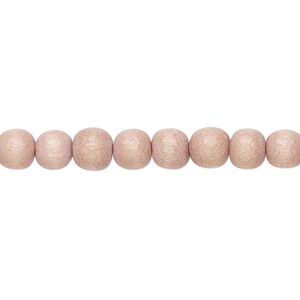 Bead 1pkg1, Taiwanese cheesewood (dyed / waxed), light mauve, 5-6mm round, 15-1/2 to 16 inches.
