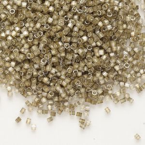 Seed bead, Delica&reg;, glass, pkg/7.5g, #11 round, opaque silk satin silver-lined taupe (DB-0671).