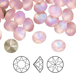 Chaton 6pk light rose frost foil back, Crystal Passions&reg; 8.16-8.41mm round SS39 1088