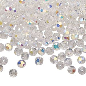 Bead 24pk crystal AB, Preciosa Czech crystal 4mm round