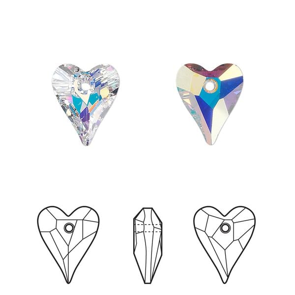 Drop 108pk crystal AB, Swarovski&reg; 12x10mm pendant wild heart 6240 image number 0