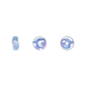 Bead, Czech pressed glass, blue AB, 7x3mm rondelle. Sold per 15" to 16" strand.