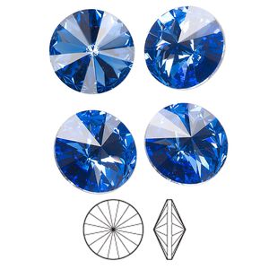 Chaton 144pk sapphire foil back, Preciosa MAXIMA Czech crystal rhinestone 14mm rivoli