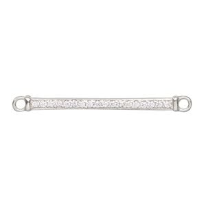 Focal, sterling silver and cubic zirconia, clear, 33x3mm single-sided rectangle with 2 loops. Sold individually.