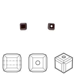 Bead 288pk garnet, Swarovski&reg; 4mm cube 5601