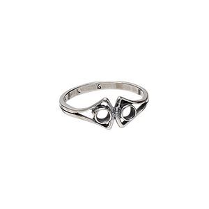 Ring, JBB Findings, antiqued sterling silver, 7mm double shield with (2) SS9 flat back settings, size 6. Sold individually.