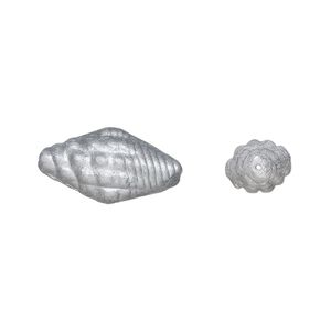 Bead, Preciosa, Czech pressed glass, opaque alabaster matte silver, 16x8mm whelk shell. Sold per pkg of 10.