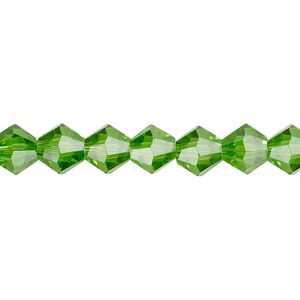 Bead 1pk transparent green, Celestial Crystal&reg; 8mm bicone 15.5-16 inch
