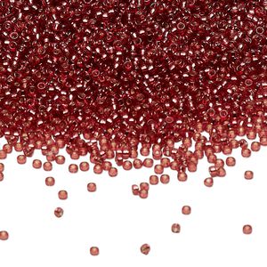 Seed bead, Miyuki 1pkg250g glass, #15 rocaille, Duracoat&reg; transparent silver-lined dusty red / outside dyed (RR-4270)