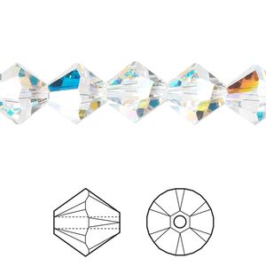 Bead 4pk crystal AB, Crystal Passions&reg; 10mm bicone 5328