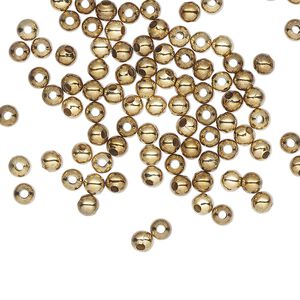 Bead 1pkg500 gold-finished, 3mm round, steel