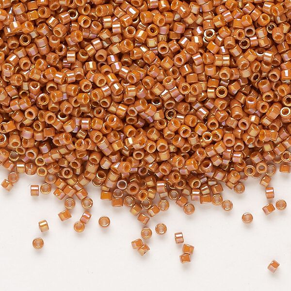 Seed bead, Delica&reg;, glass, pkg/7.5g, #11 round, opaque rainbow glazed persimmon (DB-2274). image number 0