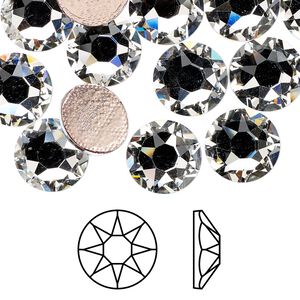 Flat back 12pk crystal foil back, Crystal Passions&reg; hotfix rhinestone 10.912-11.304mm rose round SS48 2078HF