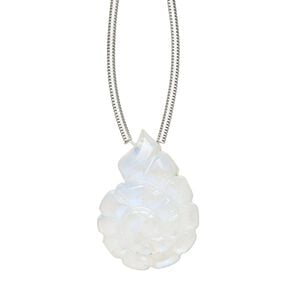 Rainbow moonstone 1pkg1, hand-cut top-drilled 2-sided carved nautilus bead natural 20x15mm