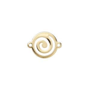 Link, gold-plated brass, 13mm swirl round. Sold per pkg of 100.