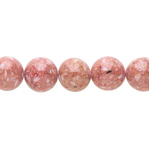 Multi-gemstone / mother-of-pearl shell / resin 1pkg1, round bead 15 inch red-brown 9-11mm