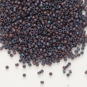 Seed bead, Delica&reg;, glass, pkg/250g, #11 round, opaque matte metallic iris dark purple (DB-0323).