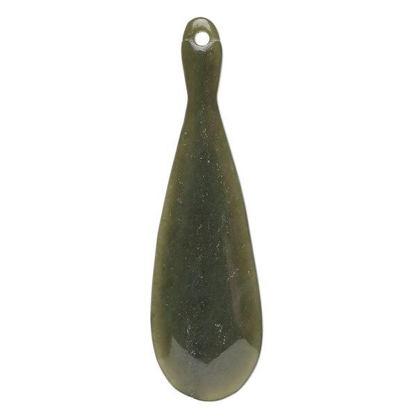 Nephrite jade 1pkg1, hand-cut double-sided paddle focal natural 2x0.666 inch image number 0
