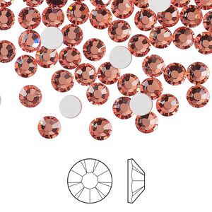 Flat back 1440pk rose peach foil back, Preciosa MAXIMA Czech crystal rhinestone 4.6-4.8mm chaton rose round SS20