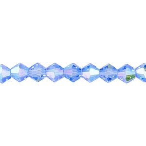 Bead 1pk transparent light blue AB, Celestial Crystal&reg; 6mm bicone 15.5-16 inch