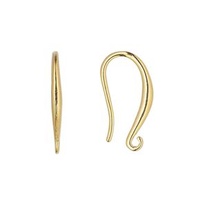Ear wire fishhook 1pkg10 gold-plated, 18mm / open loop, 19 gauge brass 5 pair