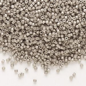 Seed bead, Delica&reg; 1pkg7.5g glass, #11 round, opaque semi-matte galvanized pewter / outside dyed (DB-1159)