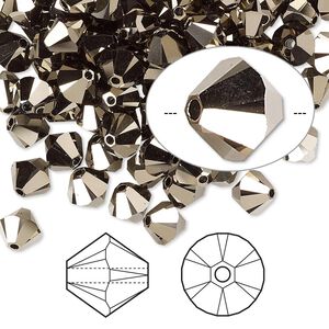 Bead 360pk crystal metallic light gold 2X, Swarovski&reg; 6mm bicone 5328