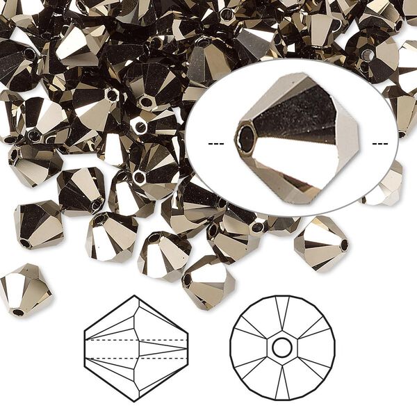 Bead 360pk crystal metallic light gold 2X, Swarovski&reg; 6mm bicone 5328 image number 0