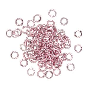 Jump ring 1pkg100 aluminum, 4mm round, 20 gauge / 2.4mm inside diameter / pink