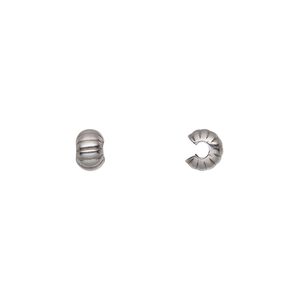 Crimp cover, stainless steel, 5mm corrugated round. Sold per pkg of 100.