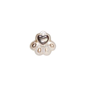 Drop, black lip shell (natural), 13x12mm hand-cut single-sided paw with heart, Mohs hardness 3-1/2. Sold individually.