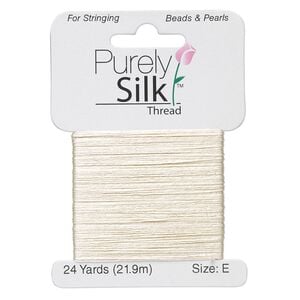 Thread, Purely Silk&trade;, ecru, size E. Sold per 24-yard card.