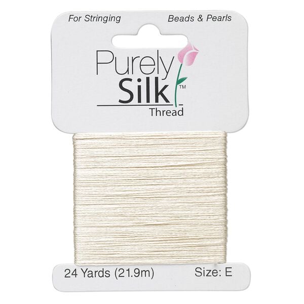 Thread, Purely Silk&trade;, ecru, size E. Sold per 24-yard card. image number 0