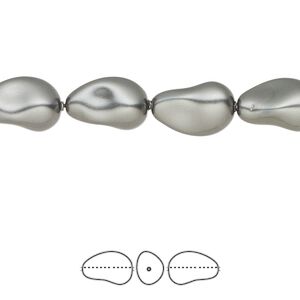 Pearl 250pk dark grey, Swarovski&reg; 12x8mm baroque drop 5843