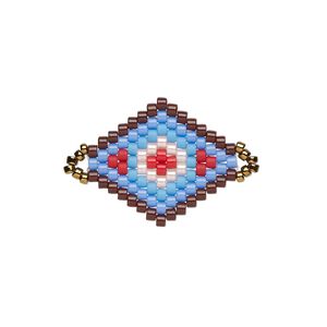 Link, Creative Touch, glass, bronze / blue / red, 20x18mm double-sided diamond. Sold individually.