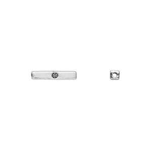 Bead 1pkg100 silver-plated "pewter", 13x2mm square tube / 2sided, antique