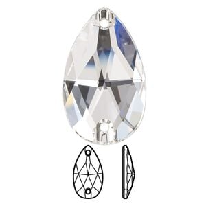 Sew-on 1pk crystal foil back, Crystal Passions&reg; 30x20mm pear 3230