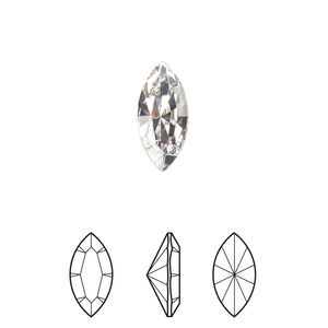 Fancy stone 2pk crystal foil back, Crystal Passions&reg; 15x7mm navette 4228