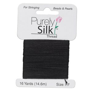 Thread, Purely Silk&trade;, black, size FF. Sold per 16-yard card.