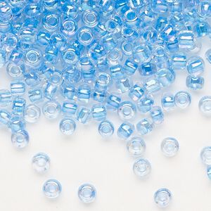 Seed bead, Dyna-Mites&trade;, glass 1pkg40g, #6 round, translucent rainbow inside dyed color blue (312 6/0 RR)