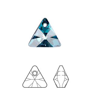 Drop 6pk crystal Bermuda blue P, Crystal Passions&reg; 16mm pendant mini triangle 6628