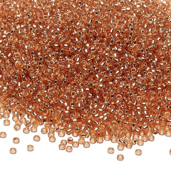 Seed bead, Miyuki 1pkg250g glass, #15 rocaille, Duracoat&reg; transparent silver-lined rose copper / outside dyed (RR-4262) image number 0