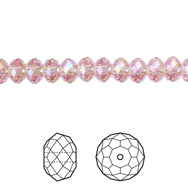 Bead 360pk light rose shimmer 2X, Swarovski&reg; 6x4mm rondelle 5040 image number 0
