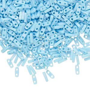 Seed bead, TILA&reg;, glass, pkg/5g, 5x1.2mm quarter tila rectangle, opaque matte rainbow robin's egg blue, (QTL-413FR).