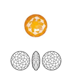 Round stone 1pk crystal mango ignite LacquerPRO, Crystal Passions&reg; 14mm fancy round 1383